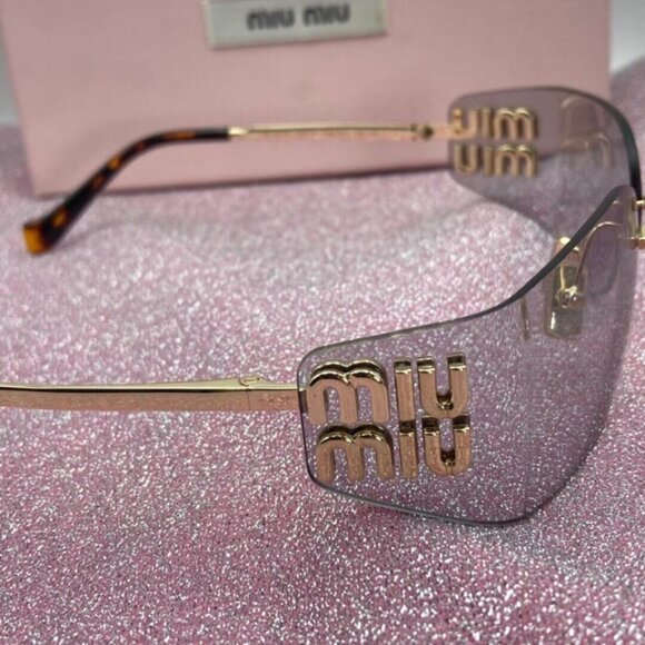 Miu Miu Gold Metal Sunglasses Gray Lenses main image 5